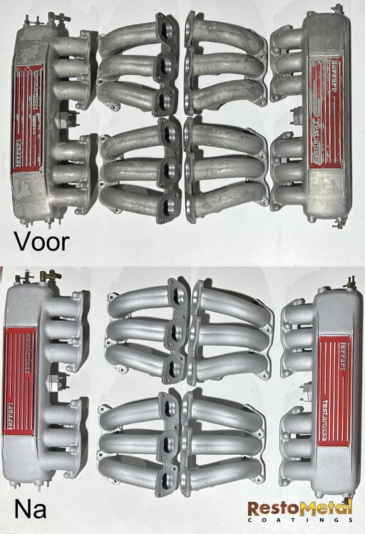 Ferrari Testarossa air intake recoated with wrinkle paint silver and red
