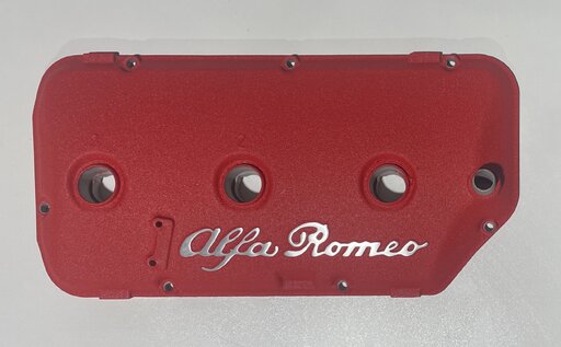 Ventil Deckel Alfa Busso V 6 in Pulver Beschichtung Schrumpf rot